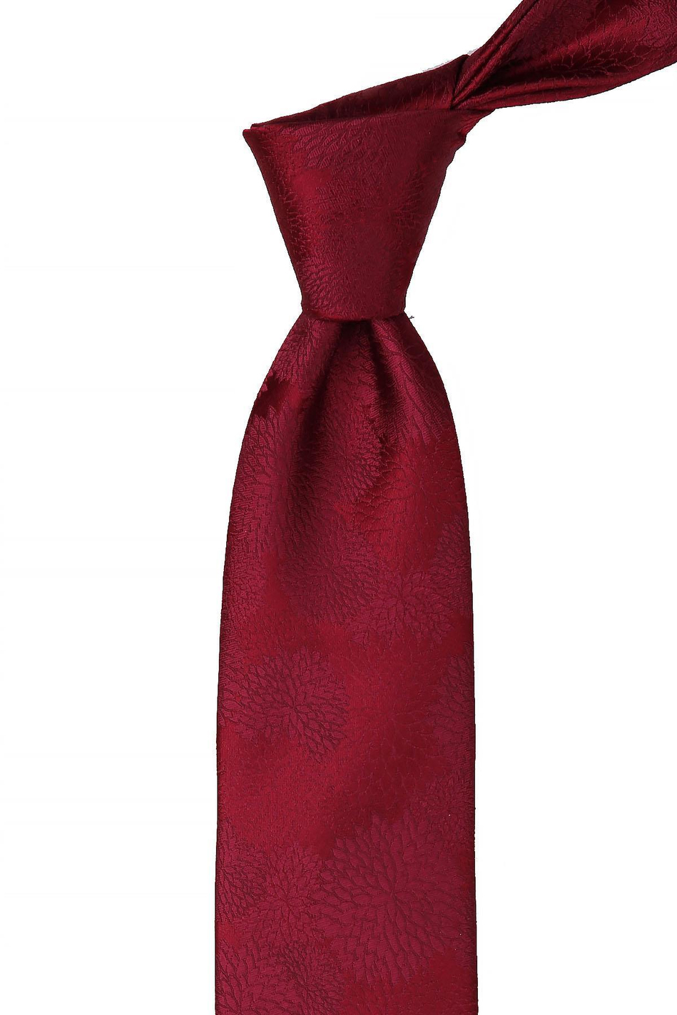 Bordo Çiçek Desen Mendilli Klasik Kravat KK10467