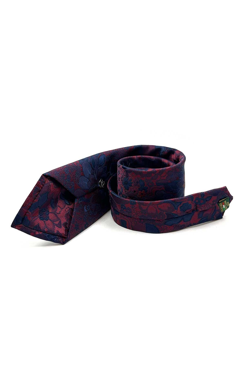 Bordo Çiçek Desen Mendilli Klasik Kravat KK12946