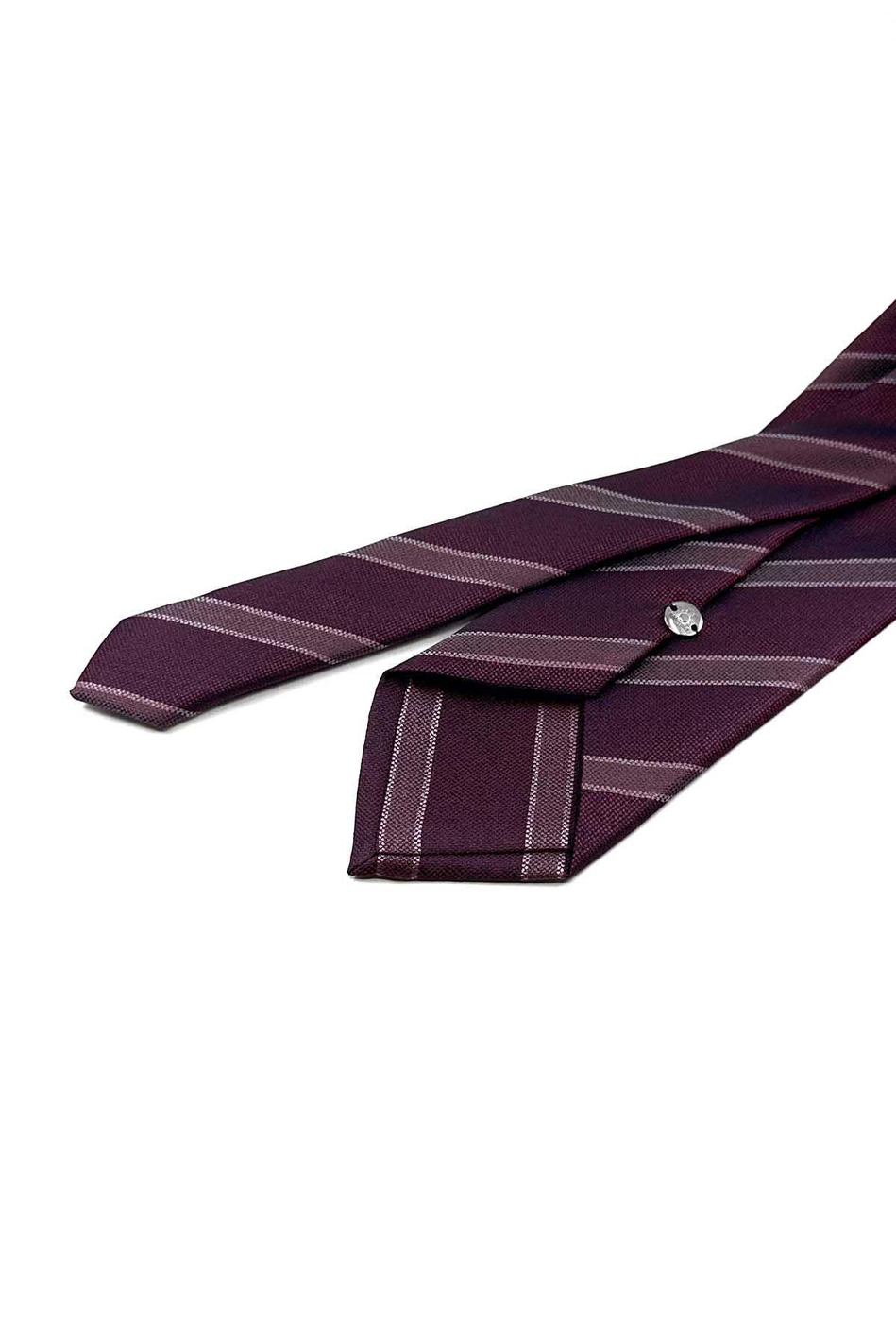 Bordo Çizgi Desen Mendilli Klasik Kravat KK12672