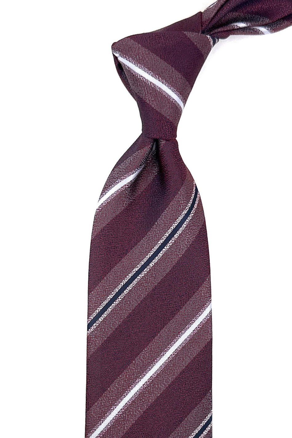 Bordo Çizgi Desen Mendilli Klasik Kravat KK11964