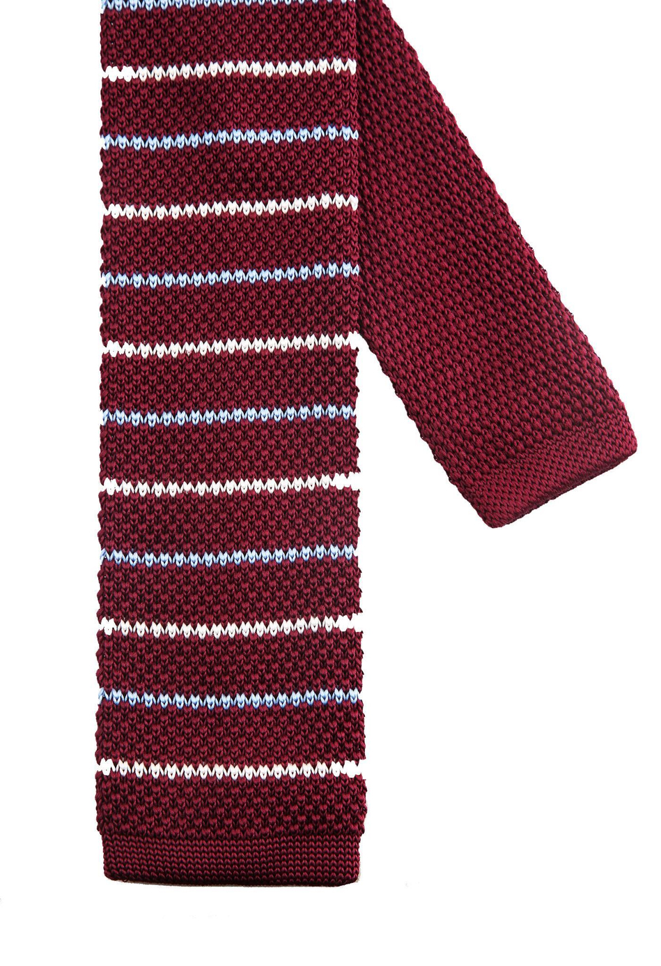 Bordo Çizgili Örgü Kravat 8194