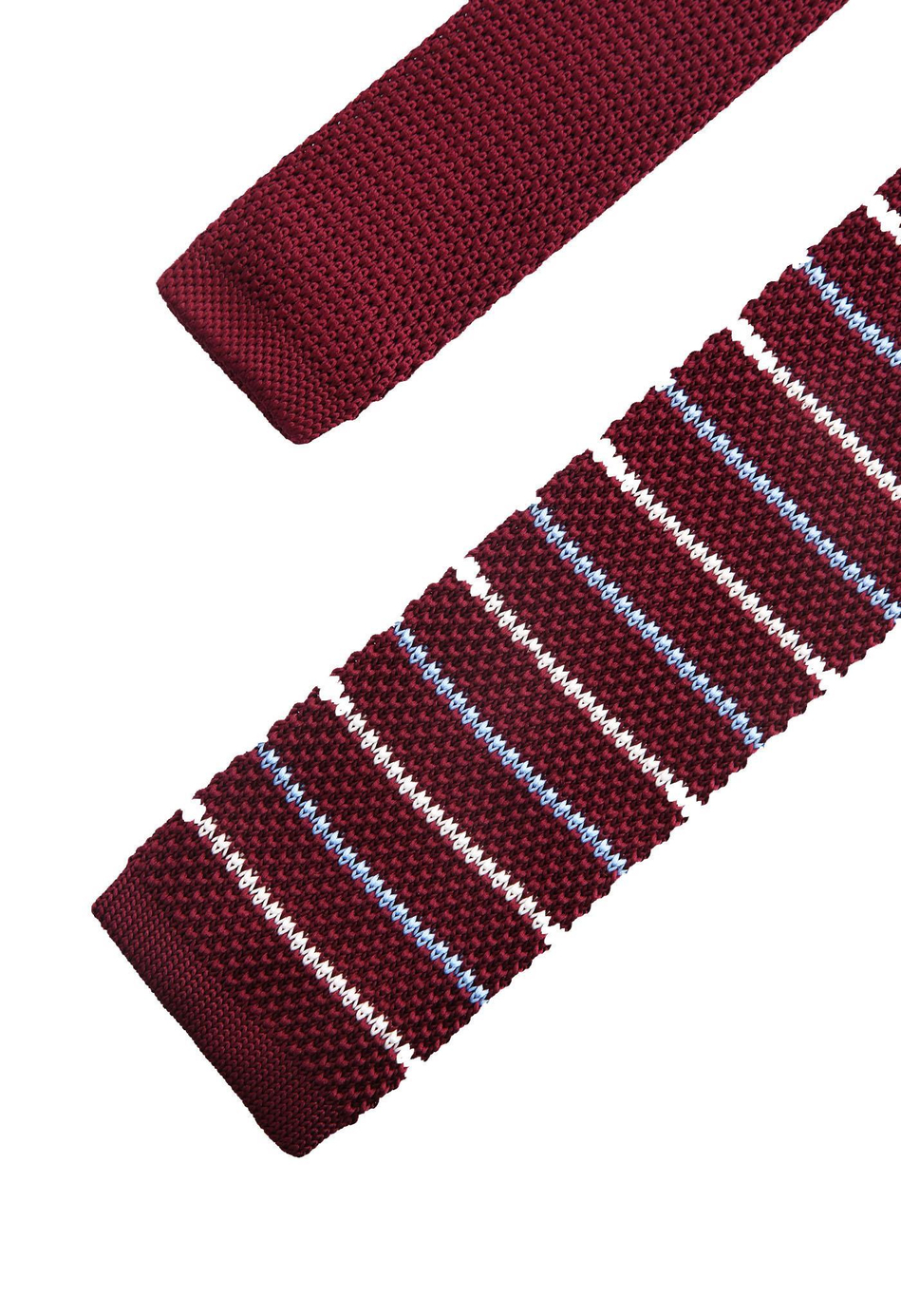 Bordo Çizgili Örgü Kravat 8194