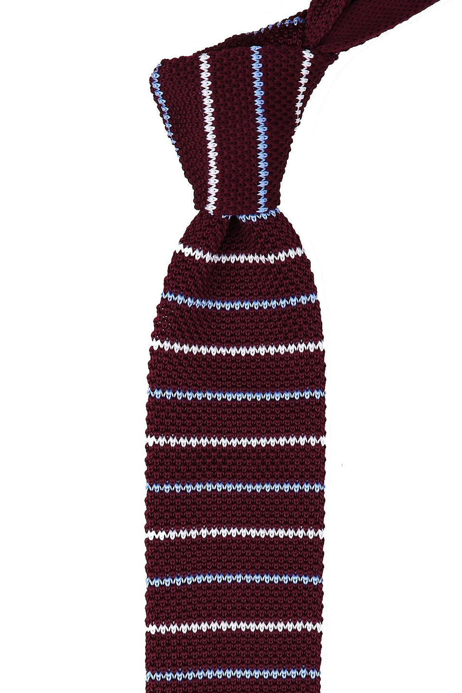 Bordo Çizgili Örgü Kravat 8194