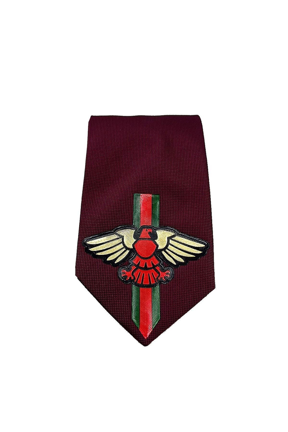 Bordo Düz Kartal Arma Baskılı Kravat KK11686