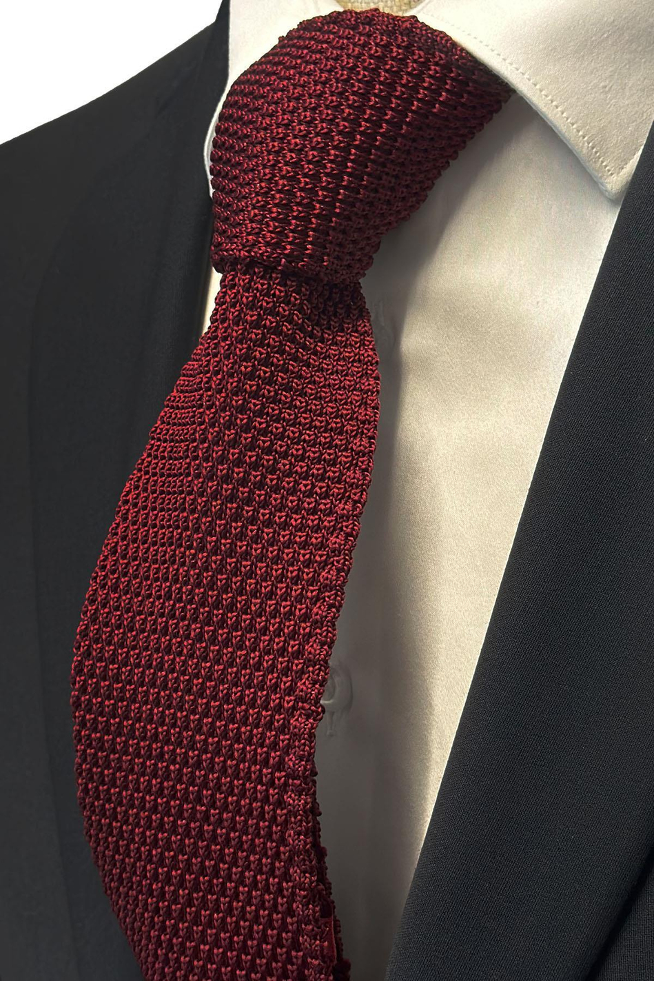 Bordo Düz Üçgen Örgü Kravat ÖR8320