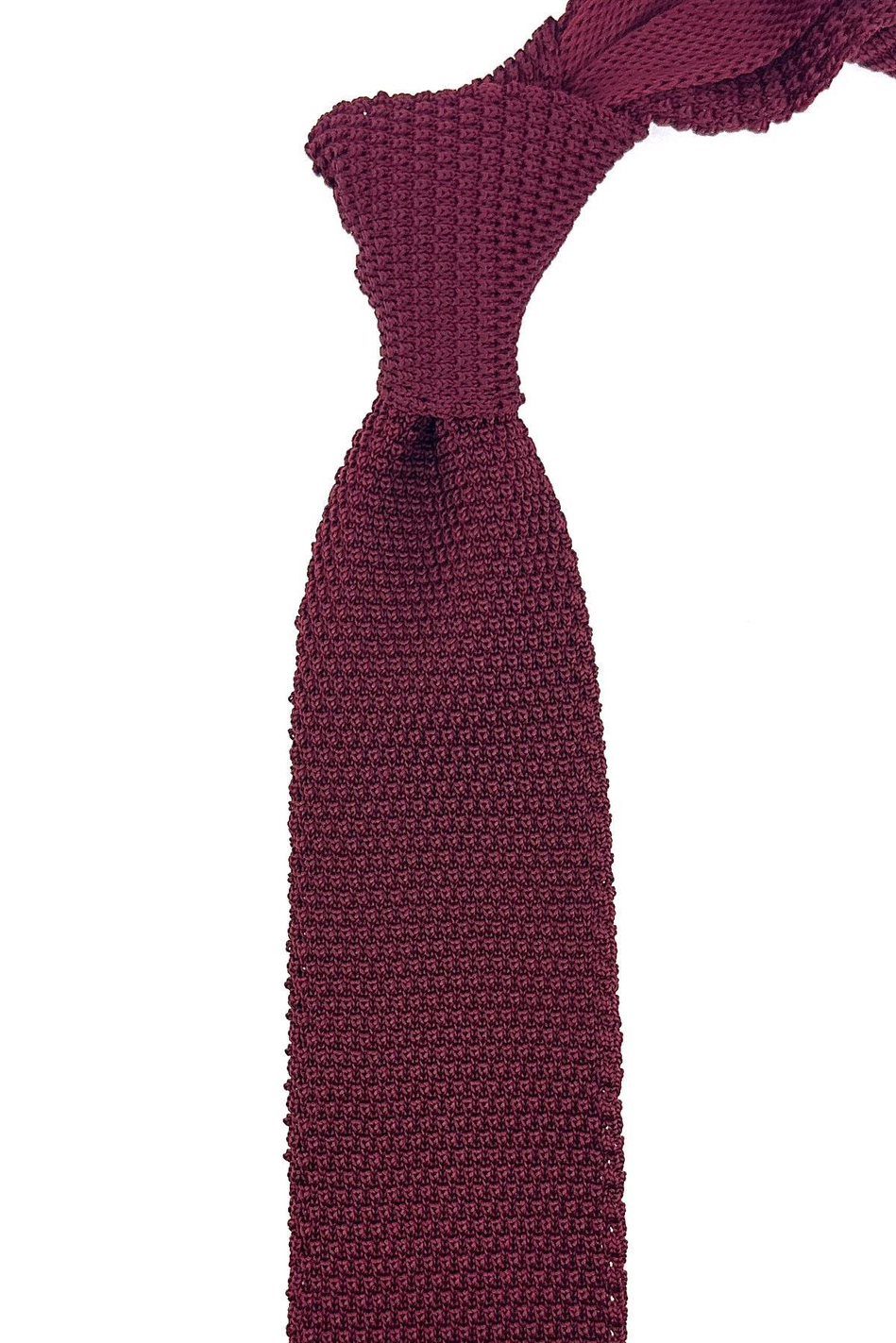 Bordo Düz Üçgen Örgü Kravat ÖR8320