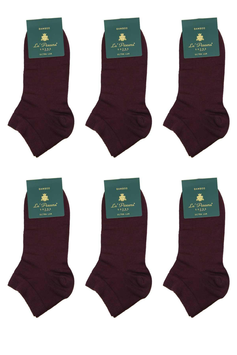 Bordo Düz Ultra Lüks 6'lı Bambu Yarım Erkek Çorap CRP349