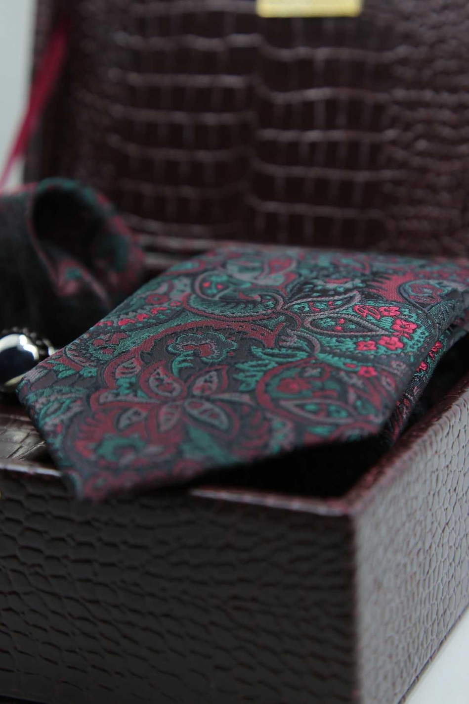 Bordo Erkek Hediye Kutusu - Kravat Kol Düğmesi Kravat İğnesi KMK129