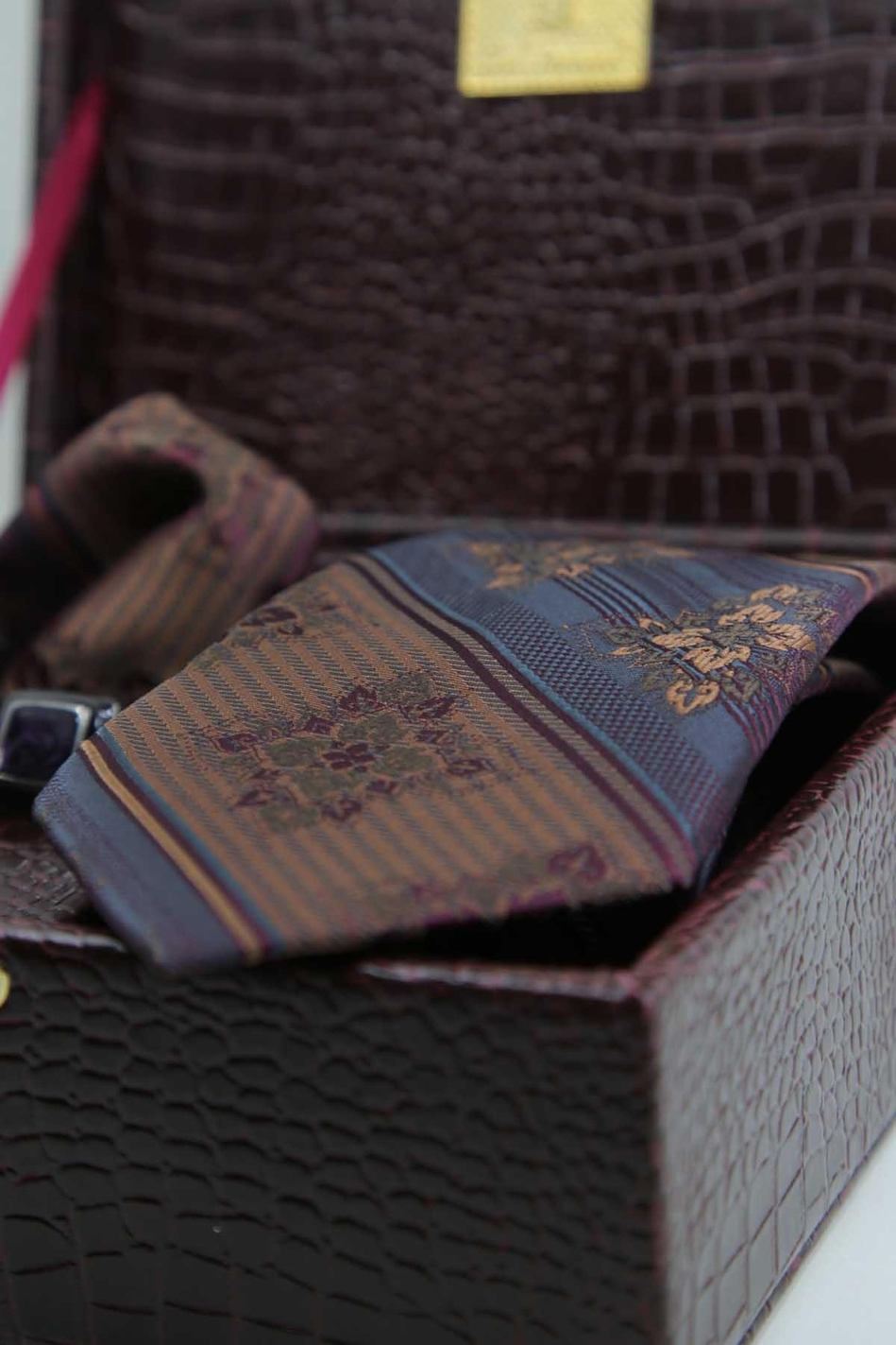 Bordo Erkek Hediye Kutusu - Kravat Kol Düğmesi Kravat İğnesi KMK124