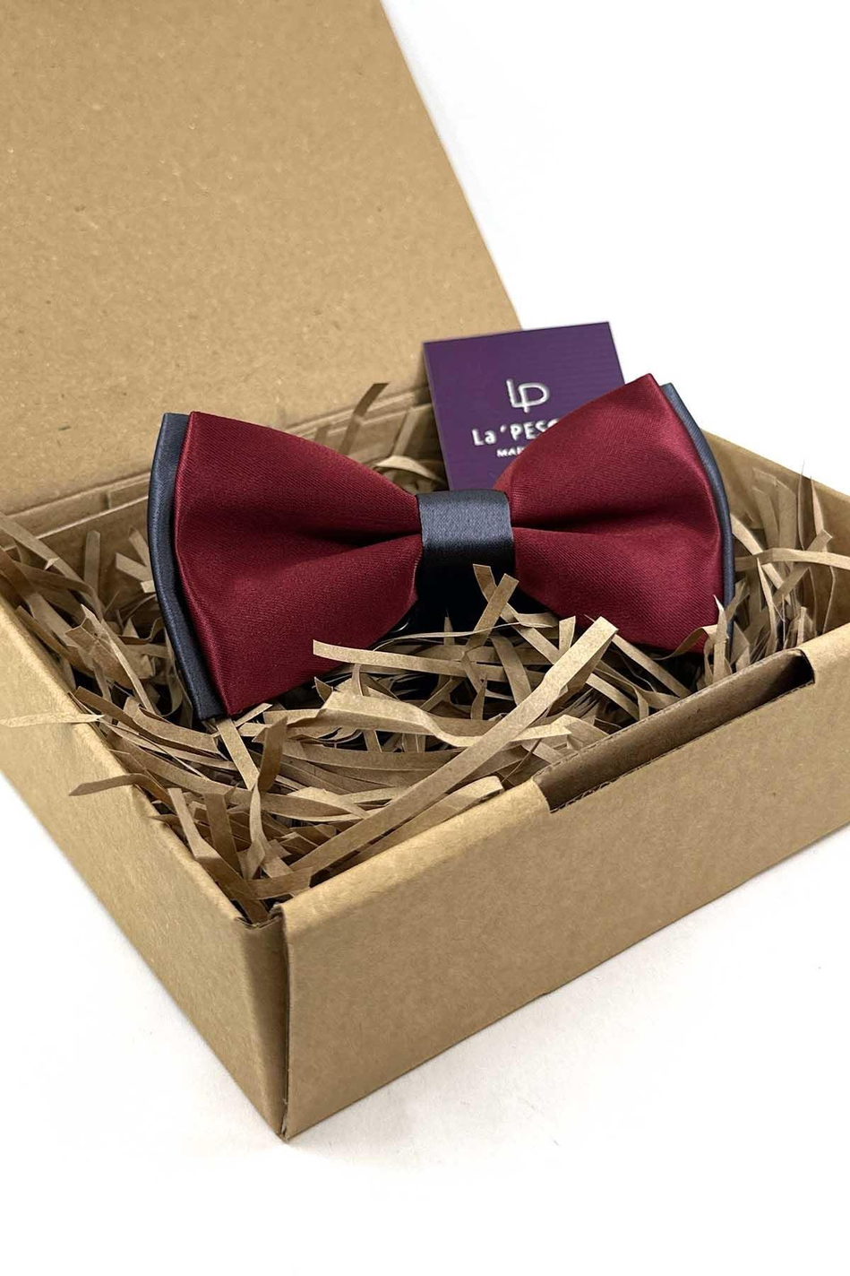 Bordo - Füme Saten Düz Papyon P1987