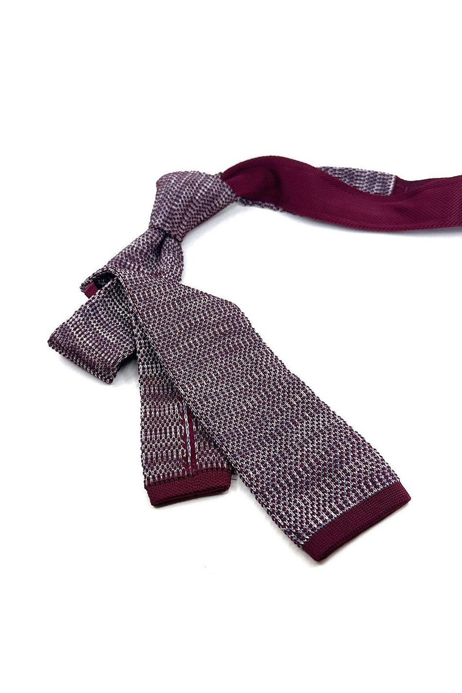 Bordo - Gri Örgü Kravat ÖR8317