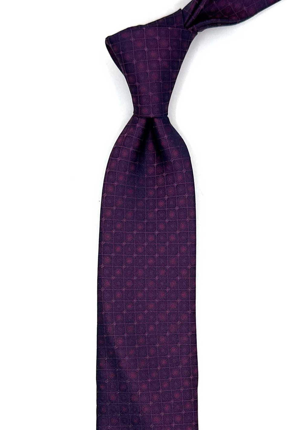 Bordo Kare Desen Slim Kravat SK7975