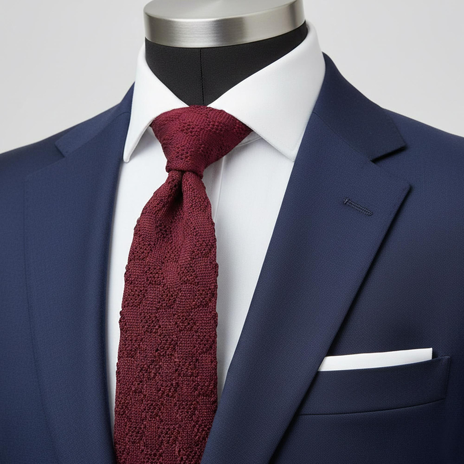 Bordo Kendinden Desen Örgü Kravat ÖR8344