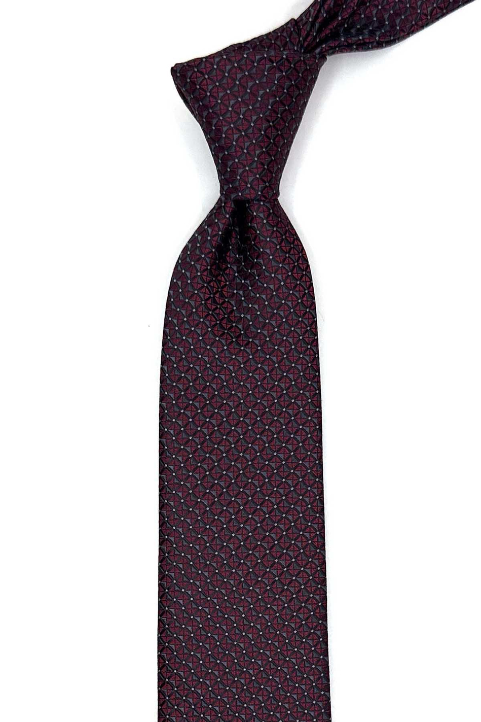 Bordo Küçük Desen Slim Kravat SK8014
