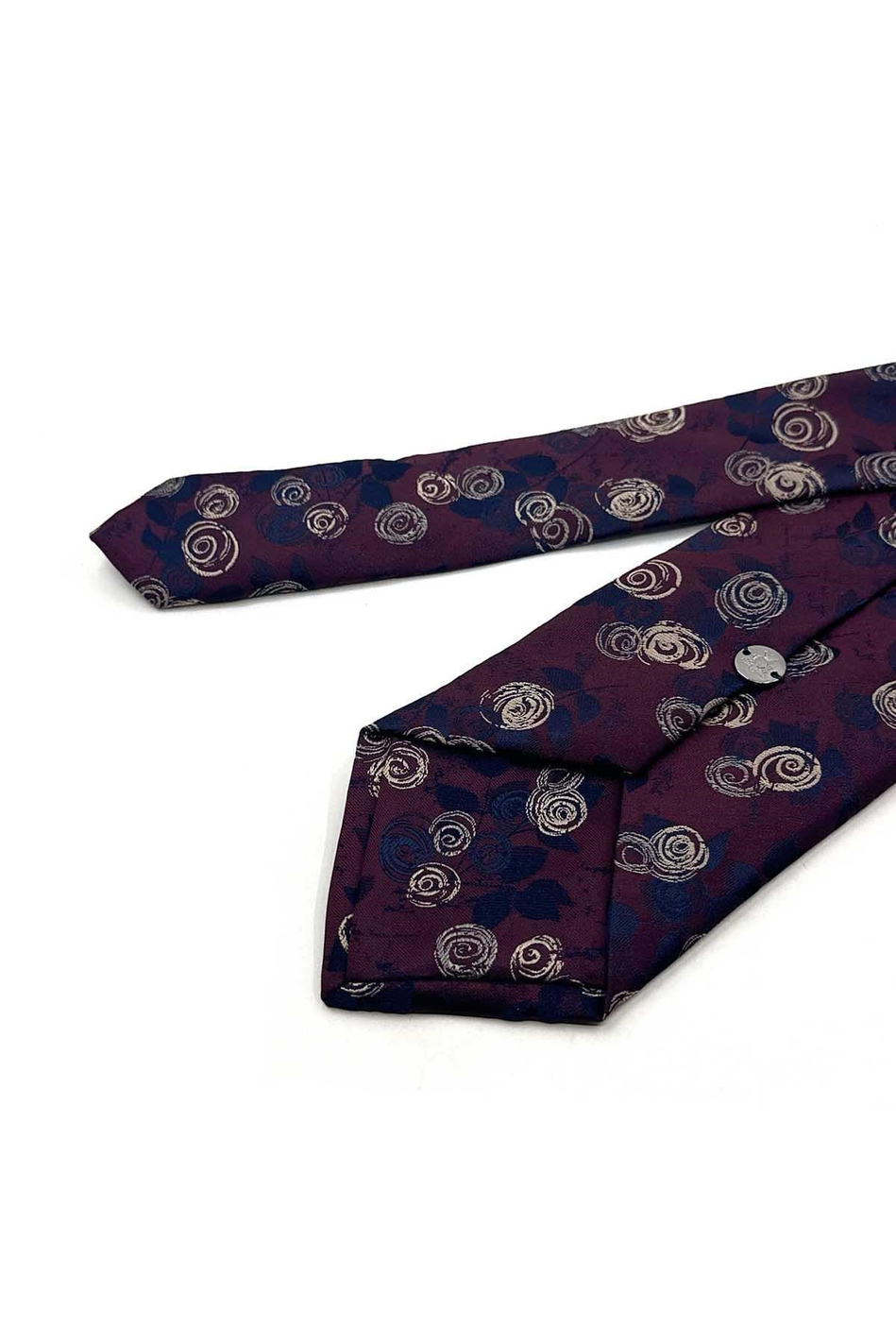Bordo Lacivert Çiçek Desen Mendilli Klasik Kravat KK13793