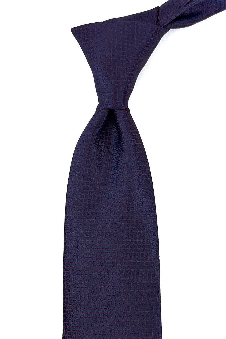 Bordo - Lacivert Nokta Desen Mendilli Klasik Kravat KK11120