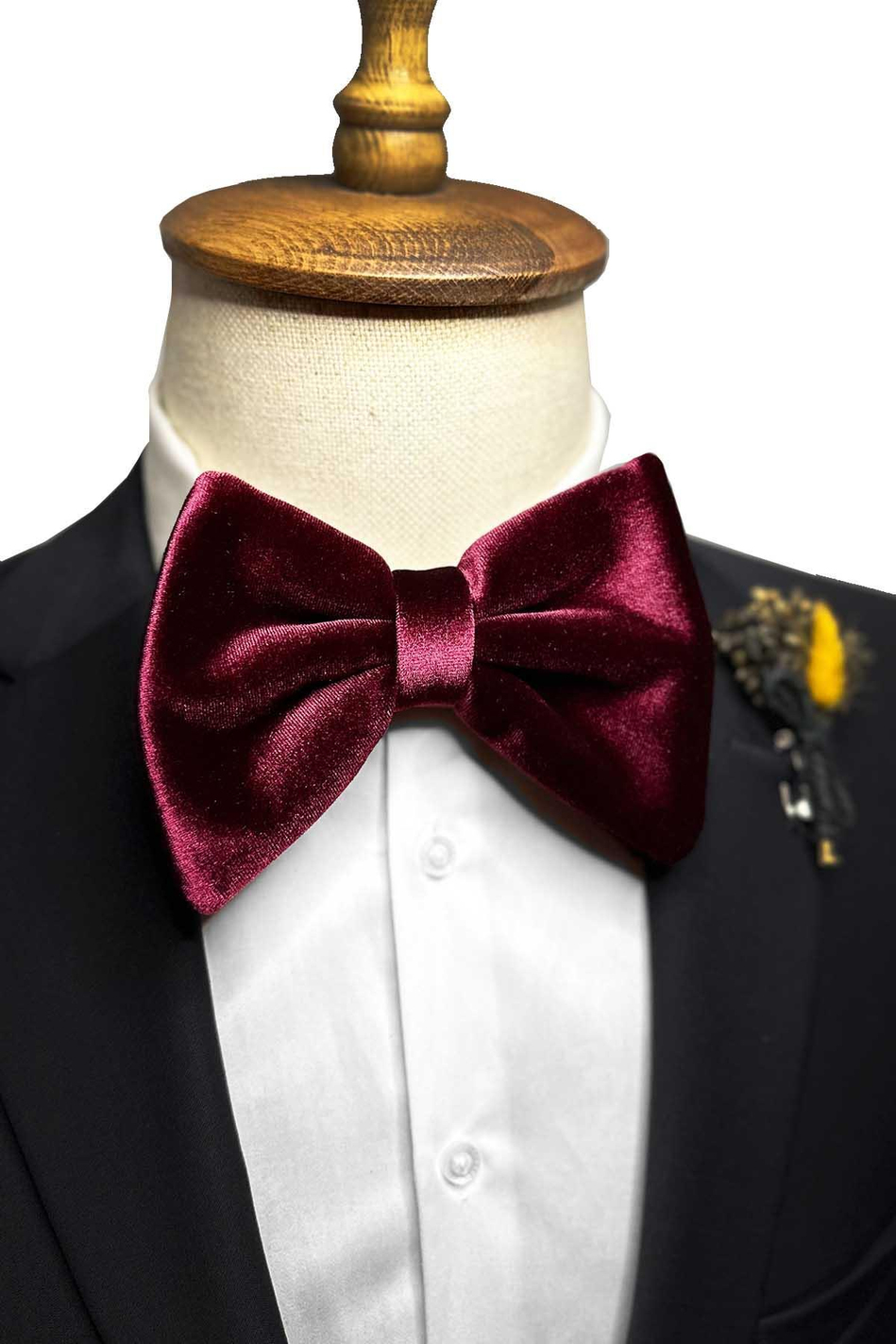 Bordo Lüks Büyük Kadife Papyon P1899