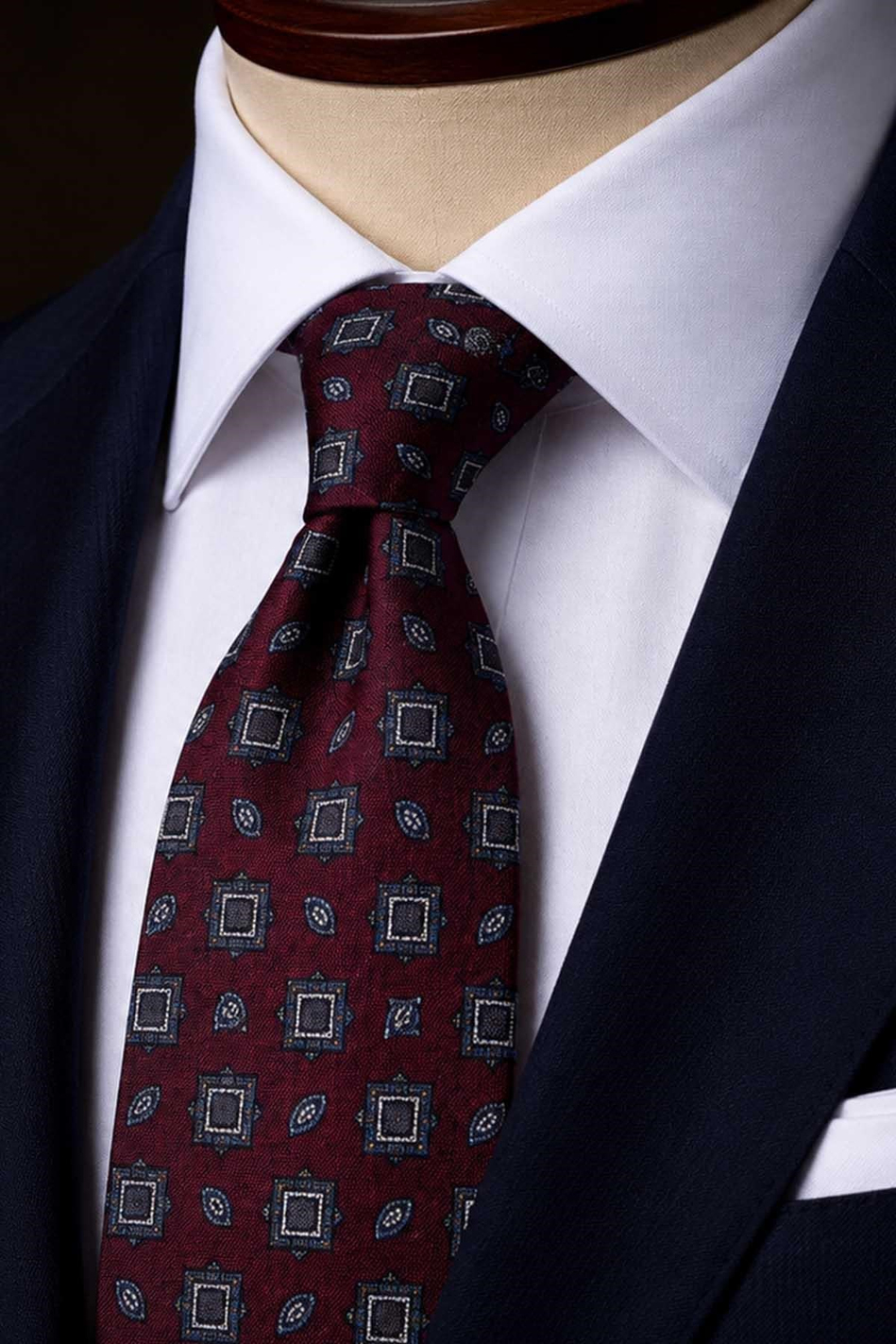 Bordo Motif Desen İtalyan İpek Kravat İK2487