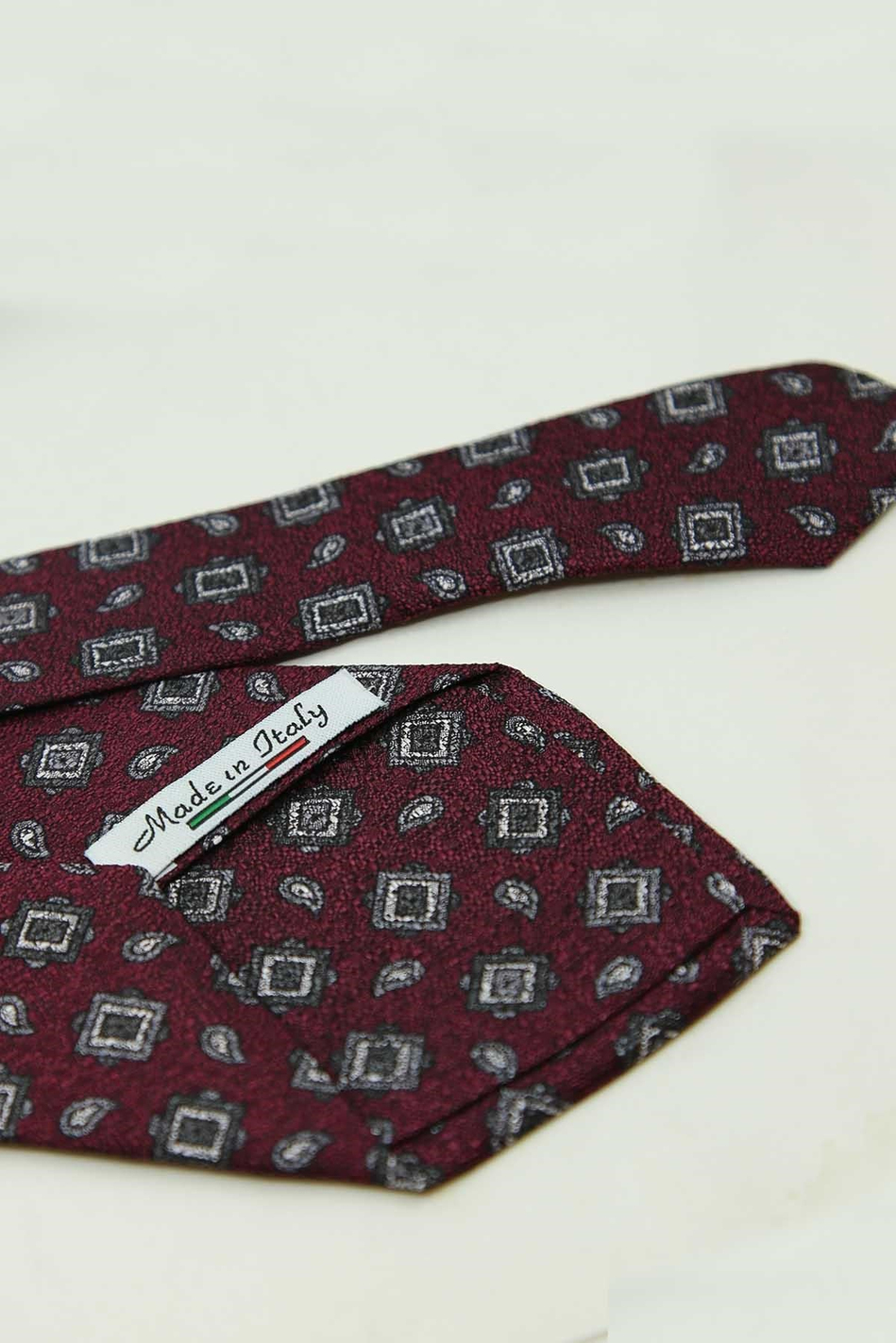 Bordo Motif Desen İtalyan İpek Kravat İK2487