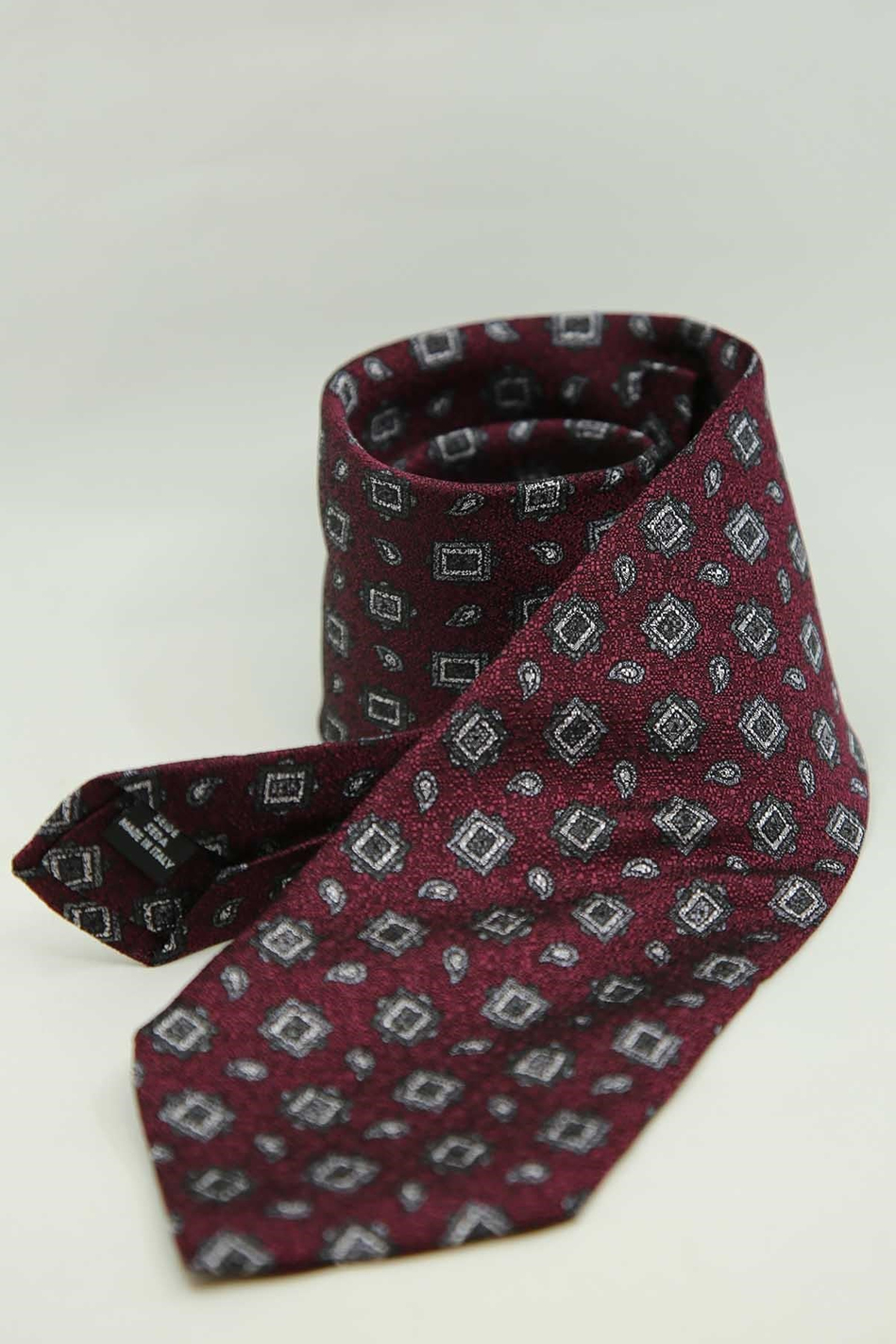 Bordo Motif Desen İtalyan İpek Kravat İK2487