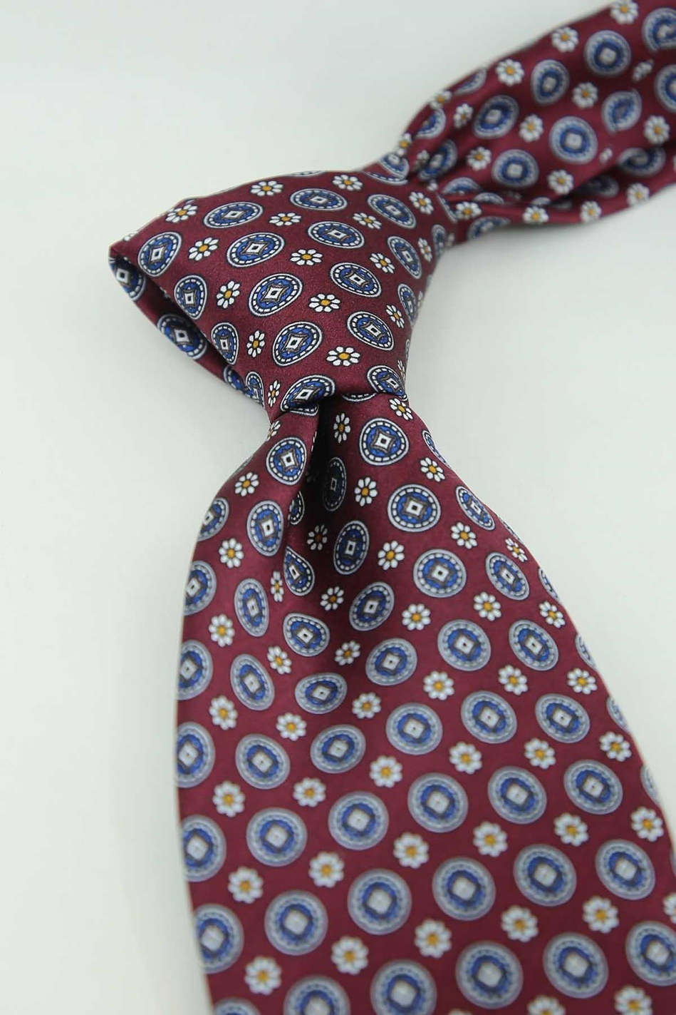 Bordo Motif Desen İtalyan İpek Kravat İK2558