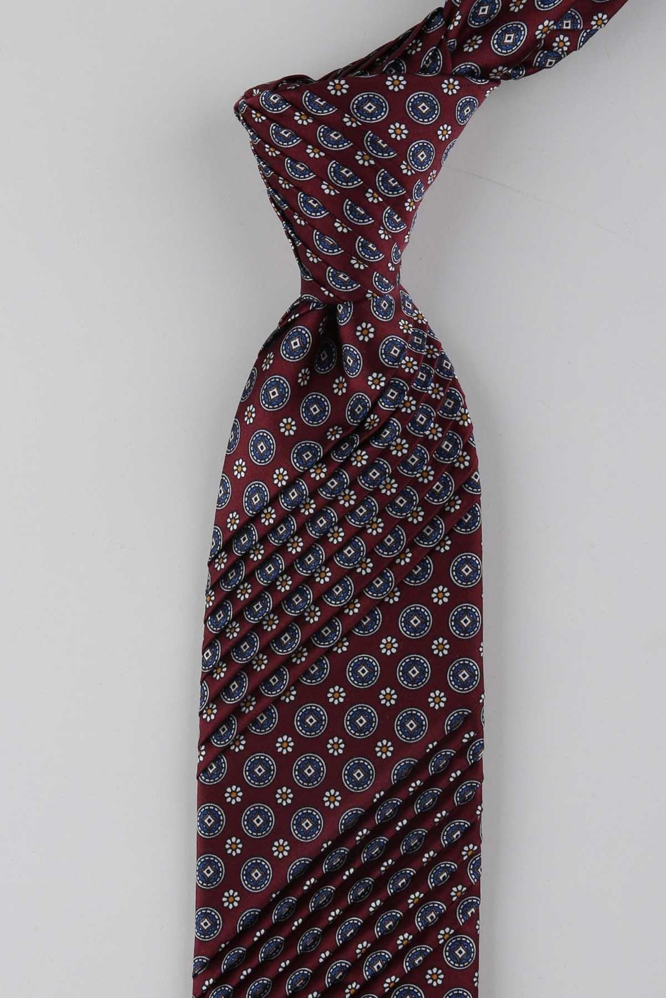 Bordo Motif Desen İtalyan İpek Piliseli Kravat EST238