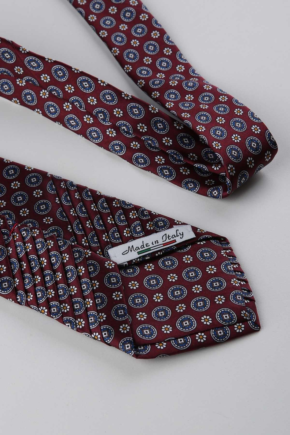 Bordo Motif Desen İtalyan İpek Piliseli Kravat EST238