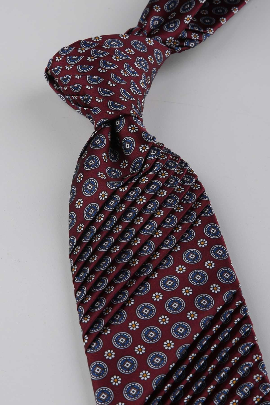 Bordo Motif Desen İtalyan İpek Piliseli Kravat EST238