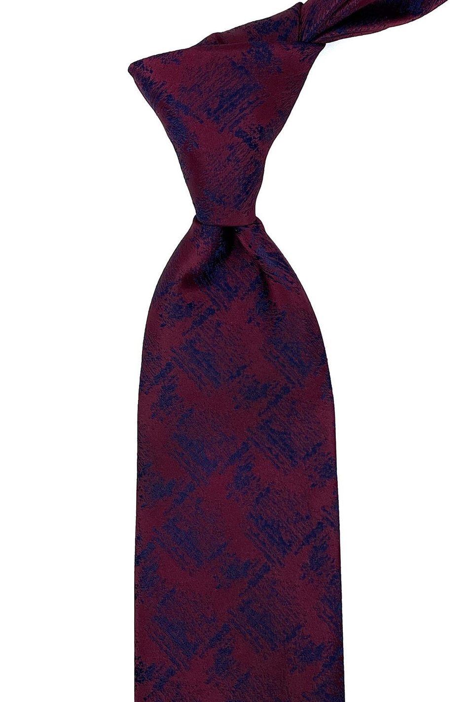 Bordo Motif Desen Mendilli Klasik Kravat KK10980