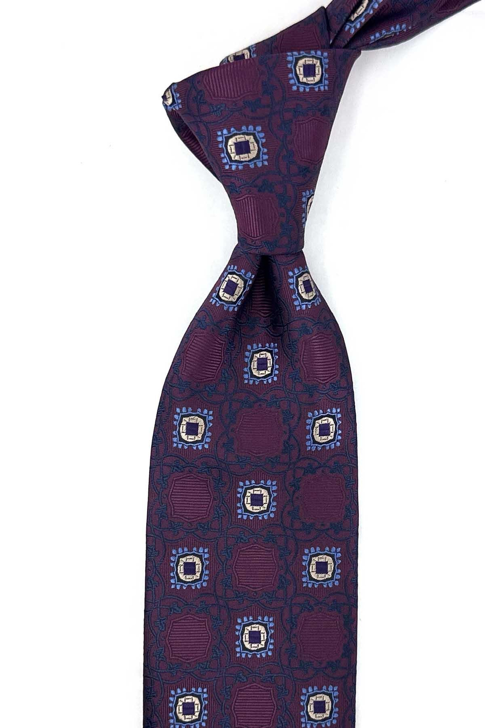 Bordo Motif Desen Mendilli Klasik Kravat KK13918