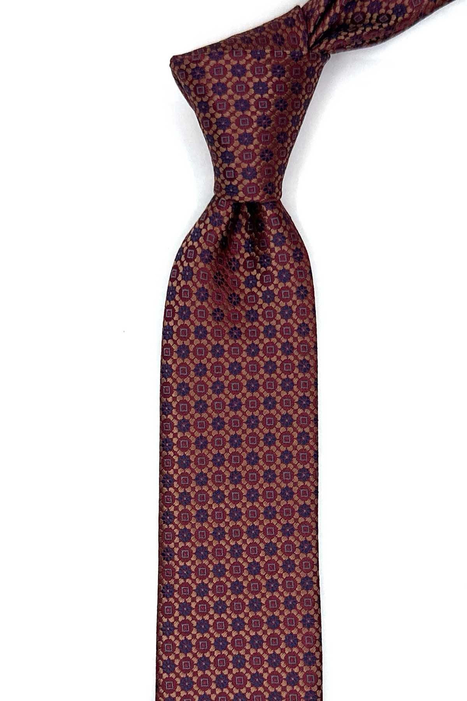 Bordo Motif Desen Slim Kravat SK7985
