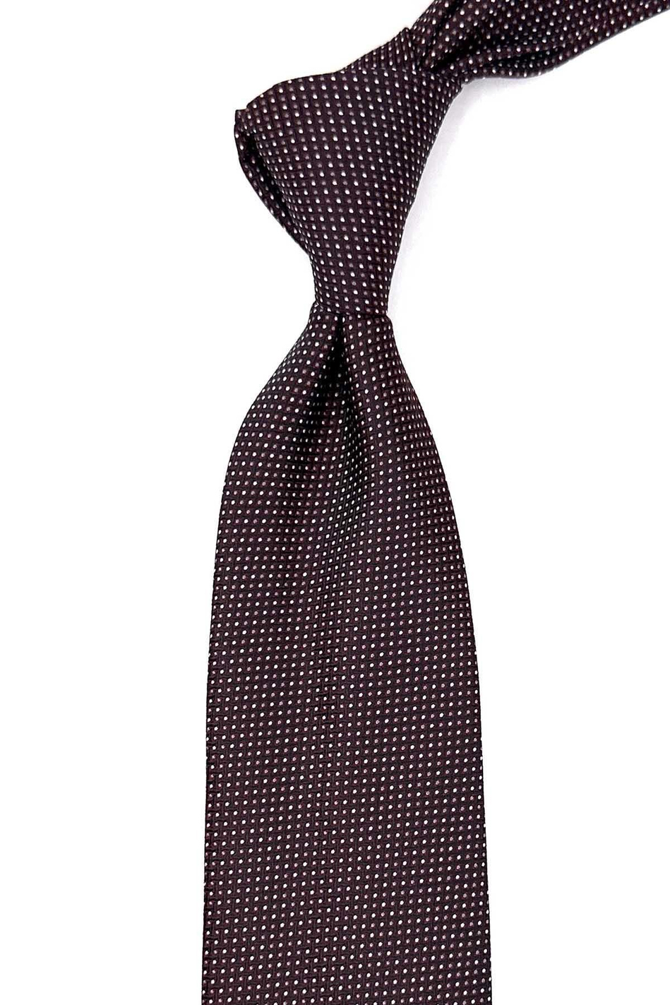 Bordo Nokta Desen Mendilli Klasik Kravat KK12598