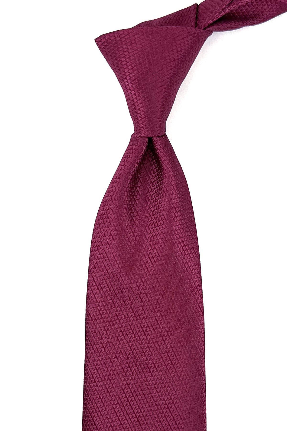 Bordo Nokta Desen Mendilli Klasik Kravat KK11145