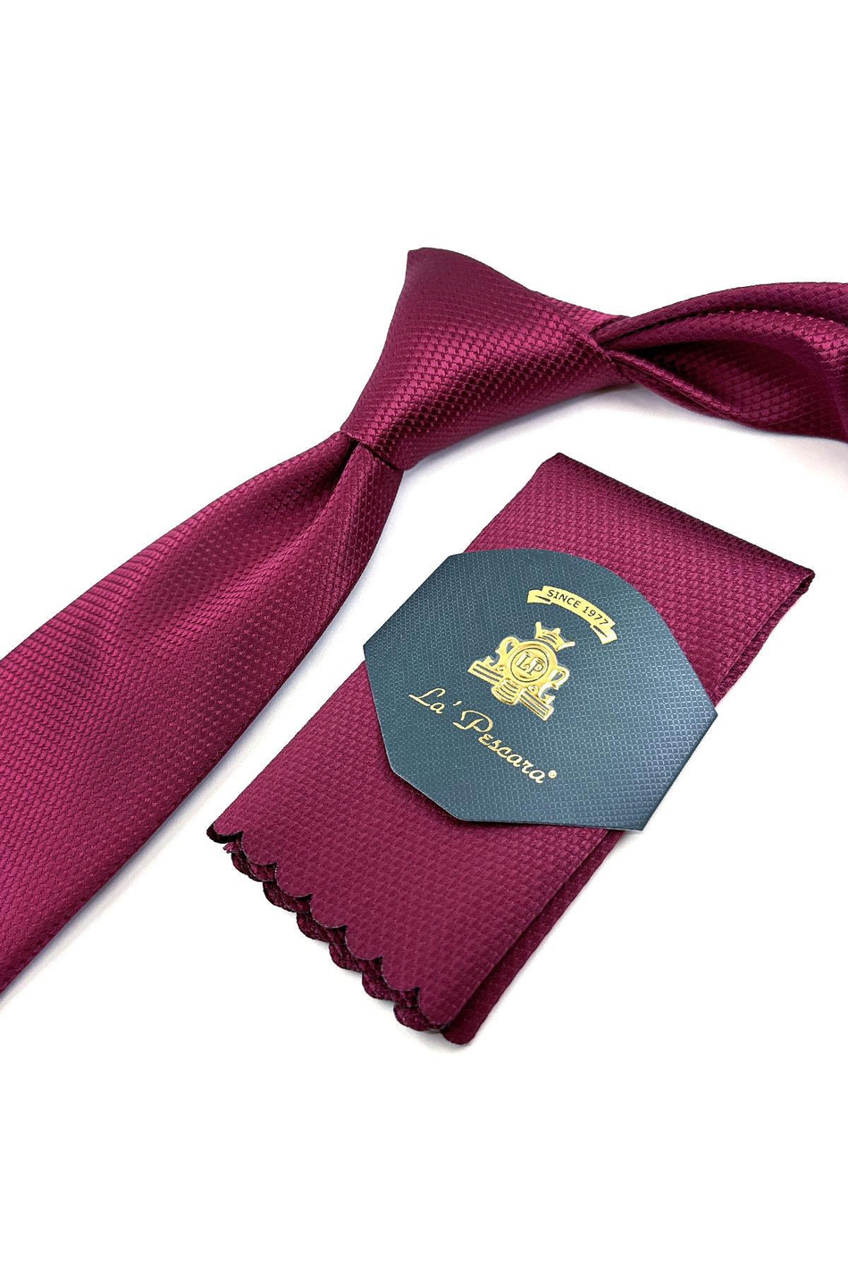 Bordo Nokta Desen Mendilli Klasik Kravat KK11145