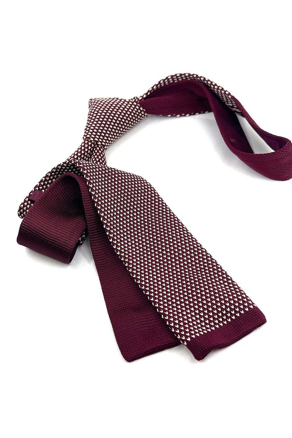 Bordo Nokta Desen Örgü Kravat ÖR8313