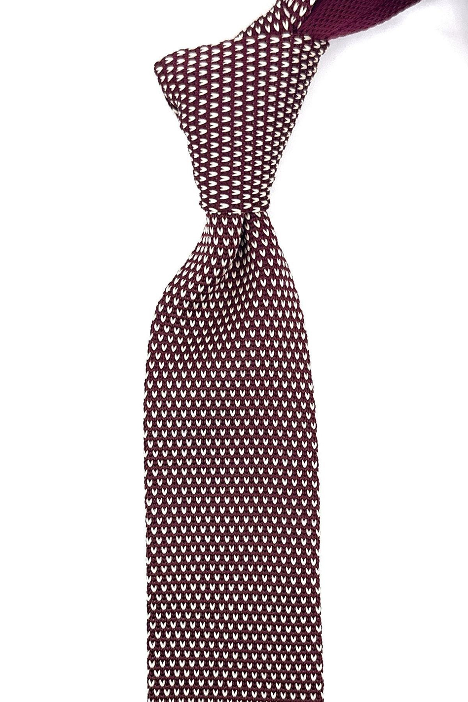 Bordo Nokta Desen Örgü Kravat ÖR8313
