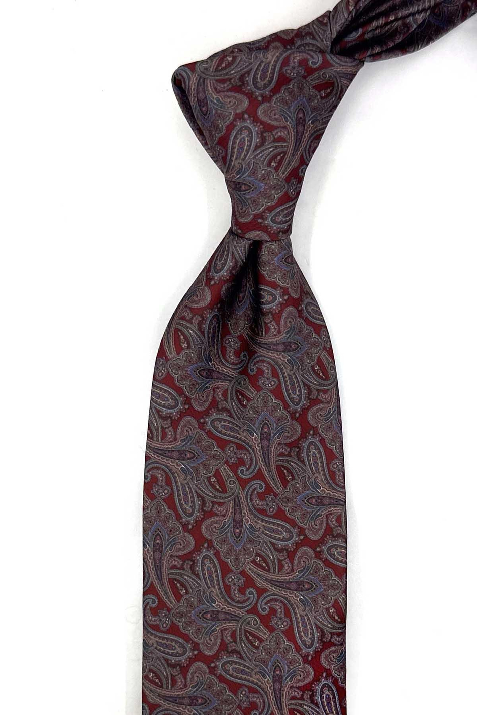 Bordo Şal Desen Mendilli Klasik Kravat KK14048