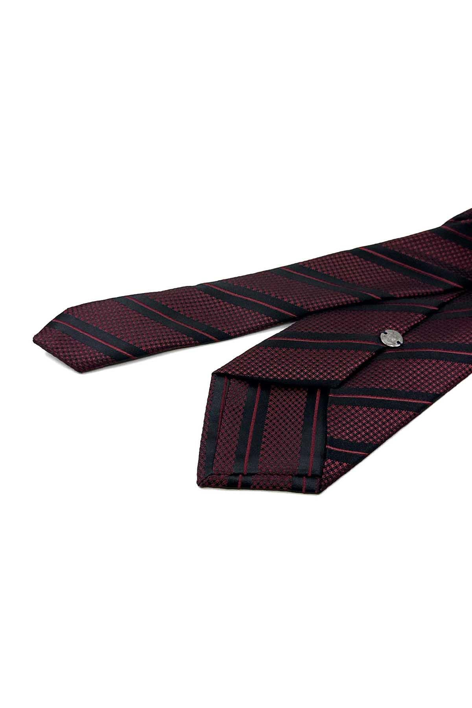 Bordo - Siyah Çizgi Desen Mendilli Klasik Kravat KK12699