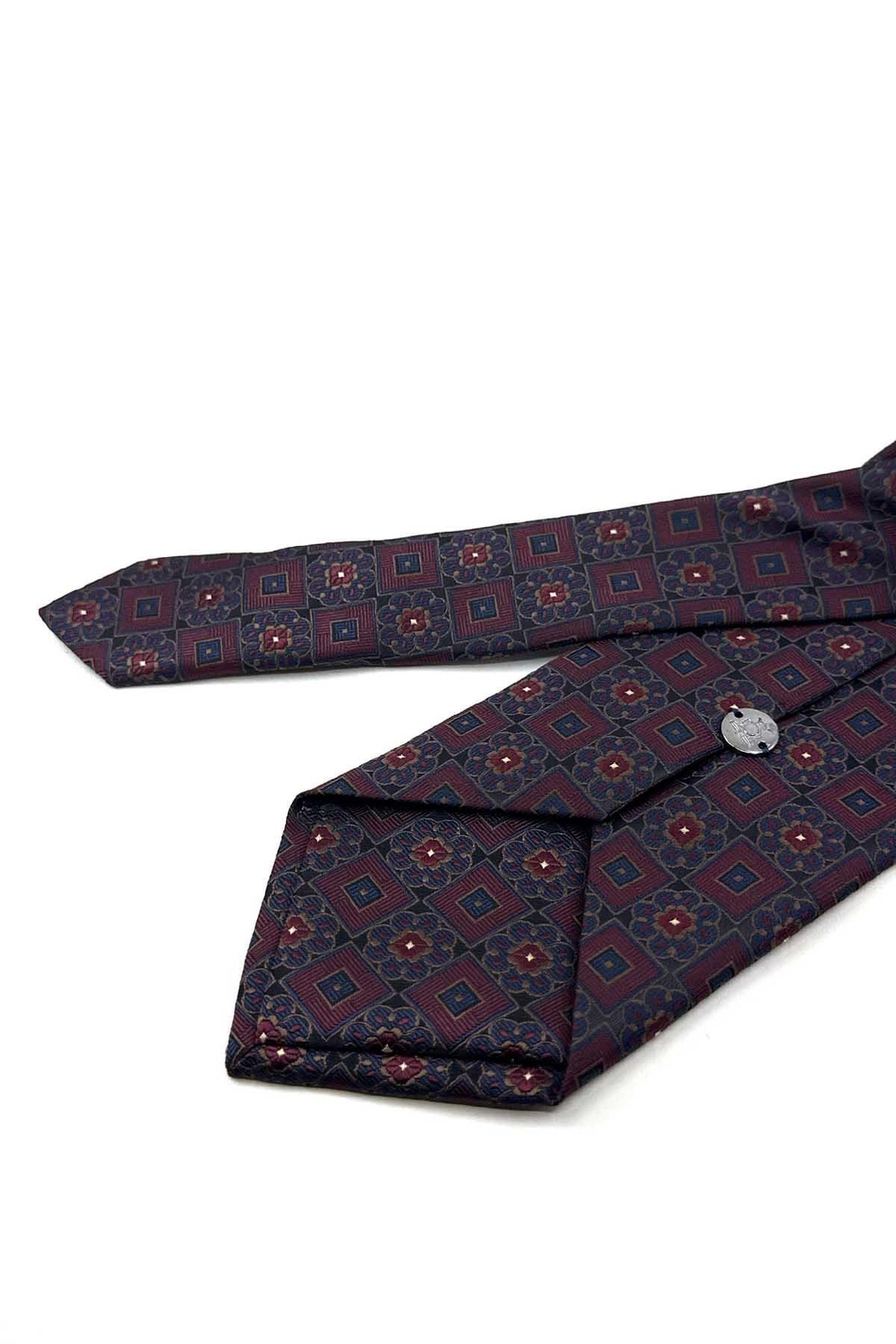Bordo Siyah Motif Desen Mendilli Klasik Kravat KK13952