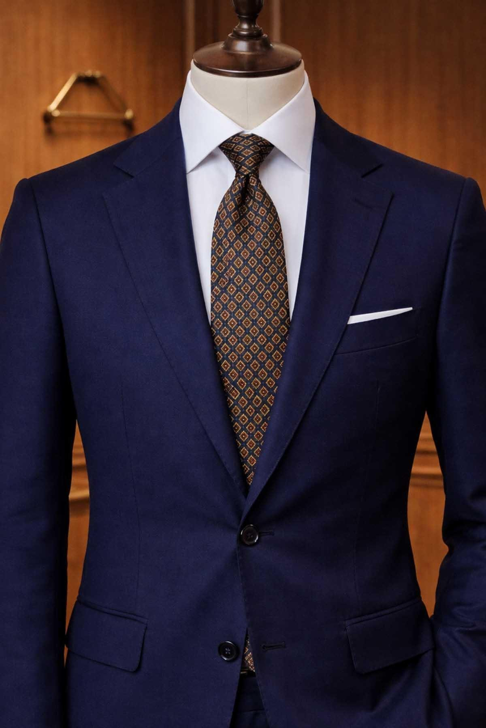 Brissago Style Lacivert Motif Desen İtalyan İpek Kravat İK2240
