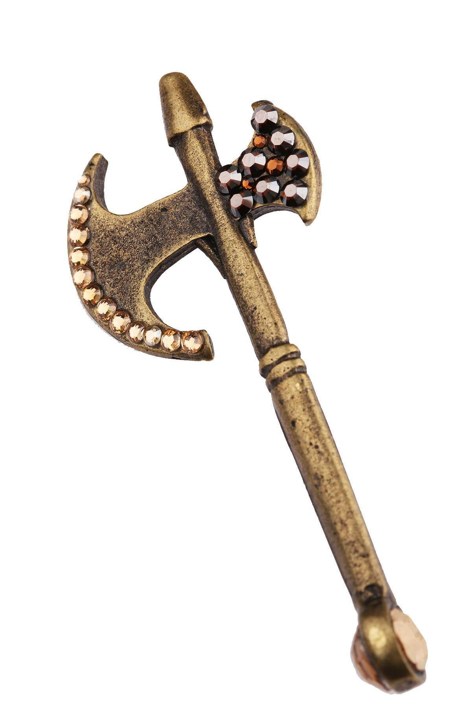 Bronz Renk Balta Motif Taşlı Yaka İğnesi YI299