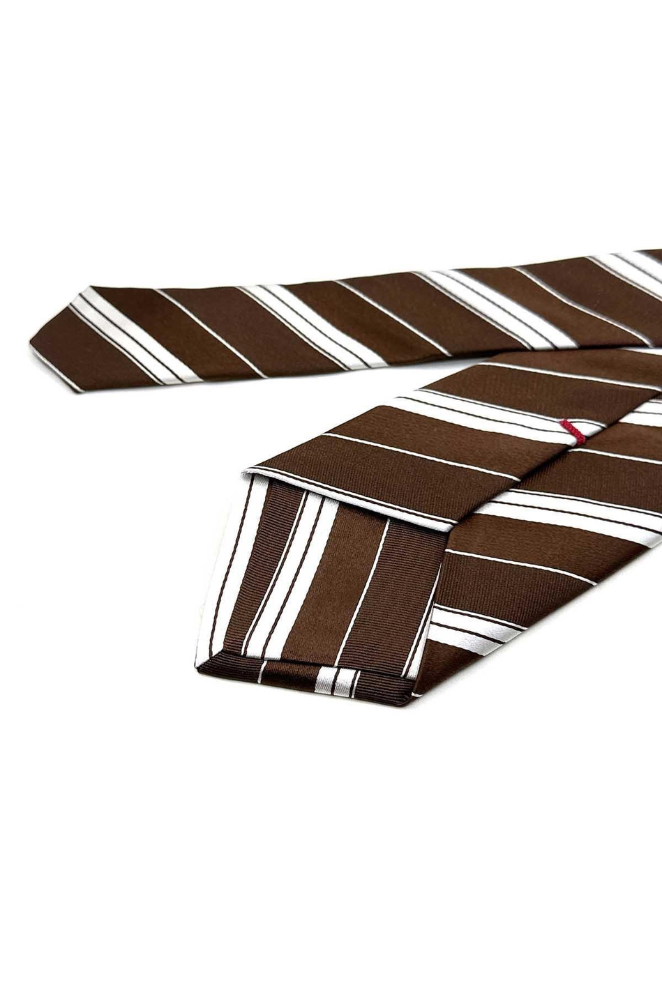 Bruere Style Kahverengi Çizgi Desen İtalyan İpek Kravat İK2256
