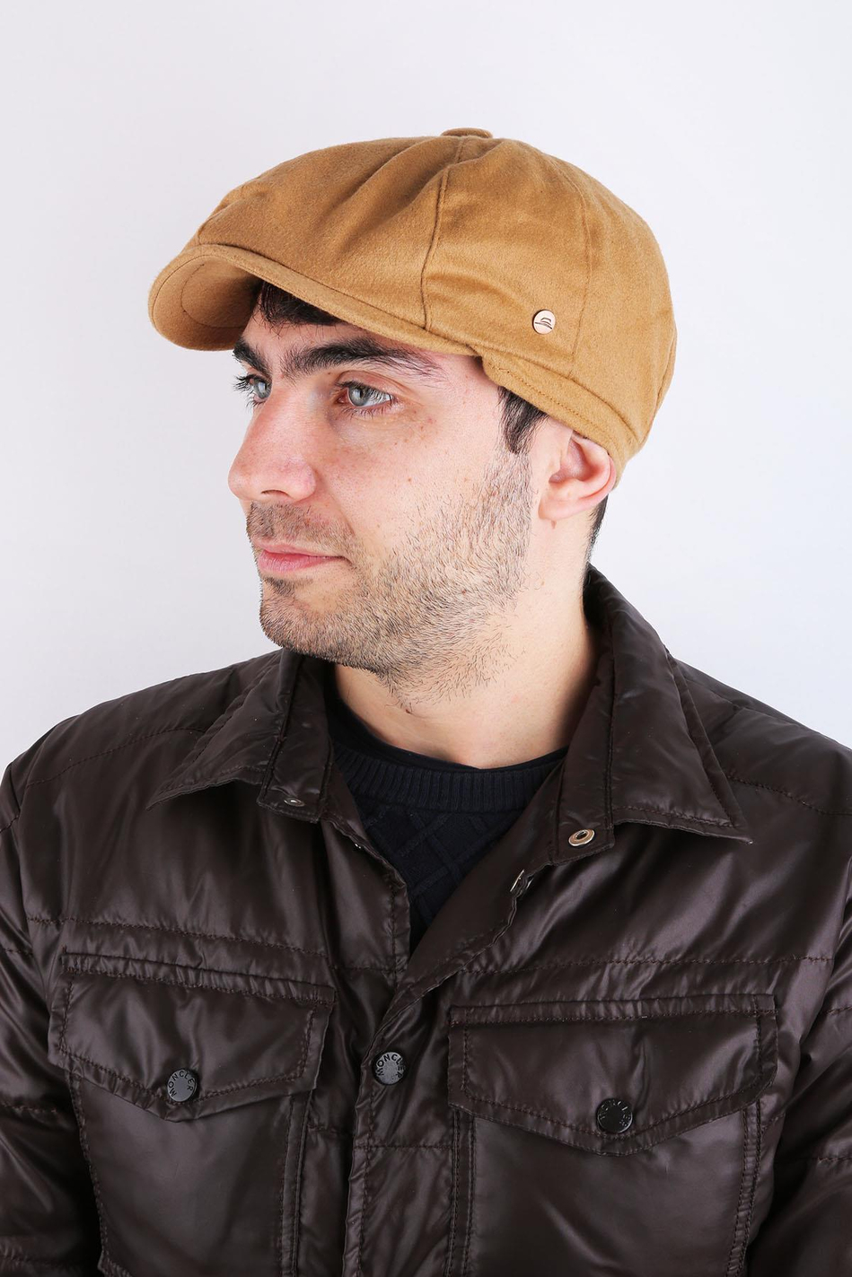 Camel Renk Erkek Yün Kasket Şapka KST55