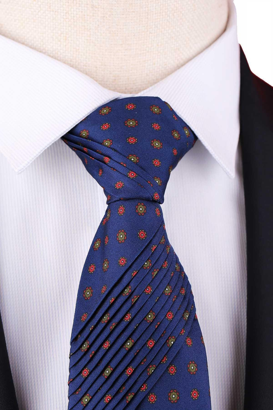 Carbonora Style Lacivert Küçük Desen Piliseli Kravat CRK94