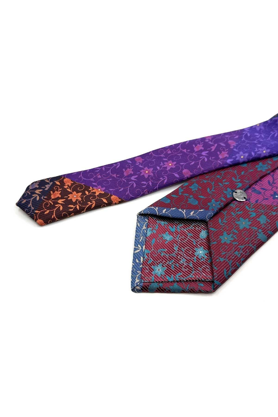 Çiçek Desen Çok Renkli Patchwork Klasik Kravat KK13392