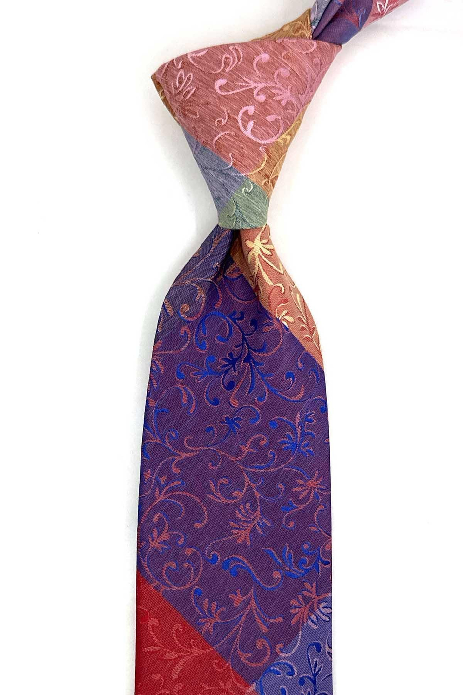 Çiçek Desen Çok Renkli Patchwork Klasik Kravat KK13393