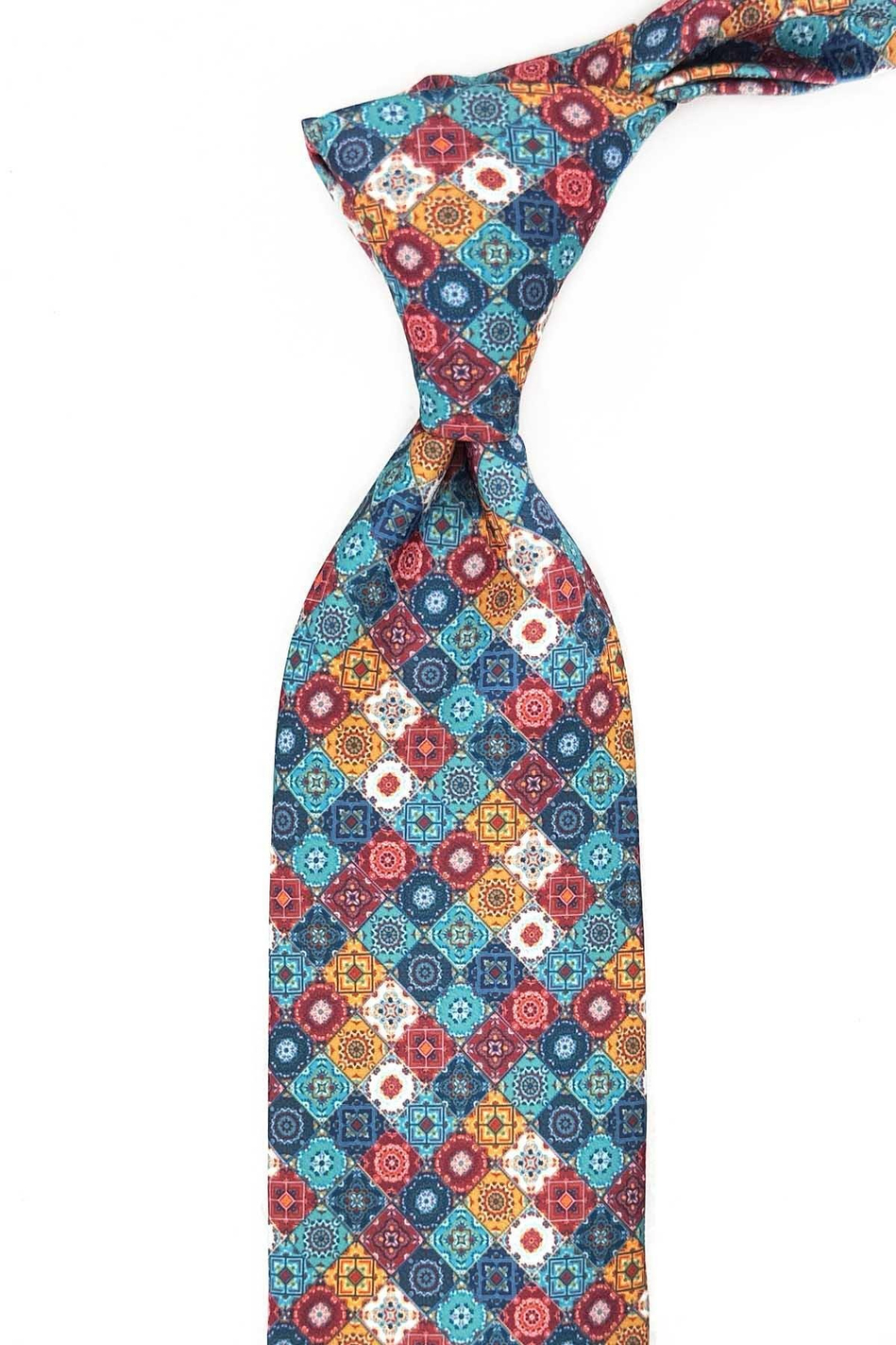 Çok Renkli Baskılı Mendilli Klasik Kravat KK13355