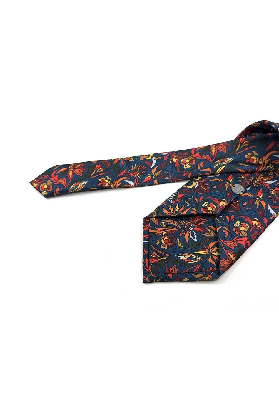 Çok Renkli Çiçek Desen Baskılı Mendilli Klasik Kravat KK13351