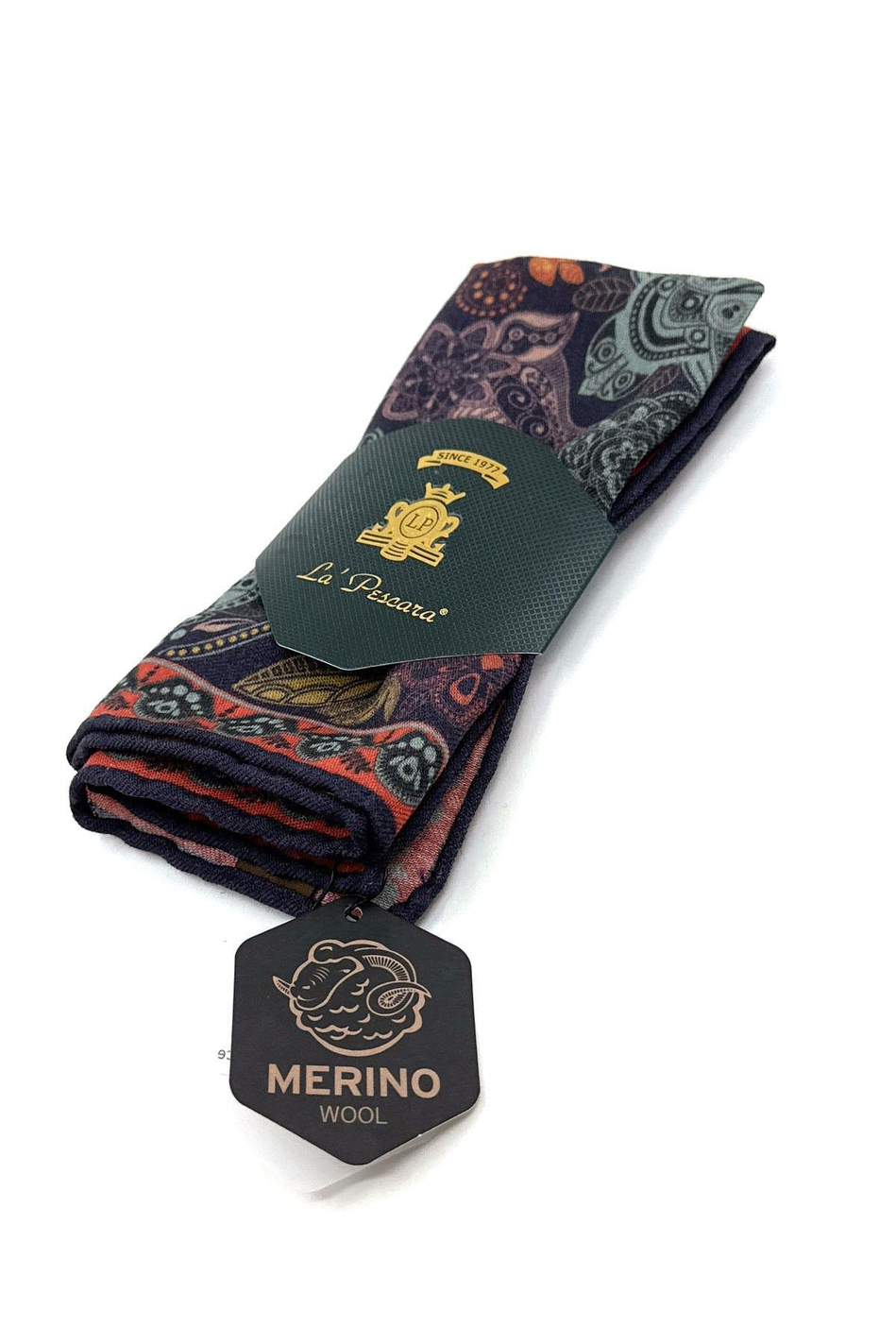 Çok Renkli El Dikişi İtalyan Yün Cep Mendili WL05