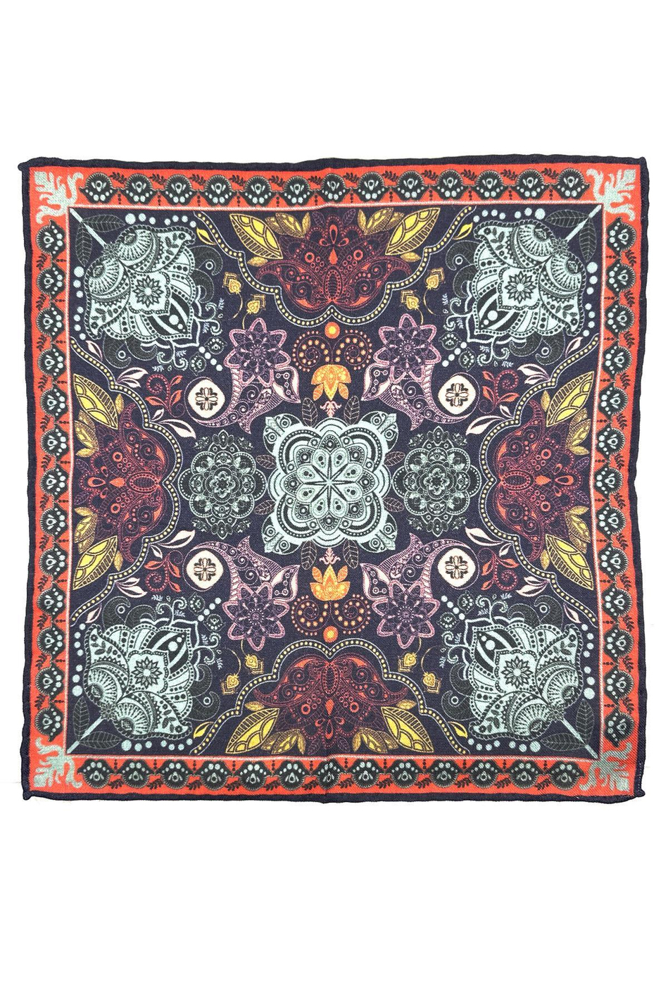 Çok Renkli El Dikişi İtalyan Yün Cep Mendili WL05